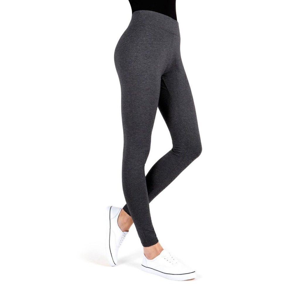 Memoi Women's Heather Gray Cotton Blend Basic Yoga Pants